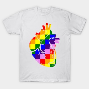 Rainbow check heart T-Shirt